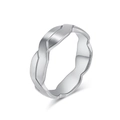 Silver twisted band ring with matte brushed texture and polished inner steel - Size 6 / Steel