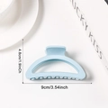 Pinza para el pelo de medio círculo azul claro mate macaron para peinados elegantes, 9cm - Gris Azulado