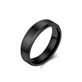 Polished black tungsten ring with beveled edges and glossy mirror finish for men and women - Size 6 / Regular Fit / Black
