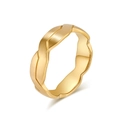 Minimalist twisted geometric golden ring featuring brushed matte and polished dual finishes - Size 6 / Gold