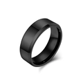 Polished black tungsten ring with beveled edges and minimalist durable design - Size 6 / Wide Version / Black