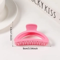 Pink semi-circle hair claw clip 9cm length matte finish plastic accessory for hair - Pink