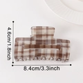 Brown and white plaid hair claw clip for women, size 8.4cm wide and 4.6cm high - 【brown 8.4cm】c20-4-1