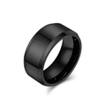 Minimalist matte black tungsten ring with double bevel edges and smooth wide band - Size 6 / Extra Wide Version / Black