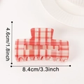 Plaid square hair claw clip in red and white checkered pattern, 8.4cm length - 【red 8.4cm】c20-4-5