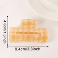 Yellow and white plaid pattern hair claw clip for women, size 8.4cm by 4.6cm - 【orange 8.4cm】c20-4-8