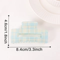 Blue and white plaid patterned hair claw clip with rectangular hollow design for women - 【light Blue 8.4cm】c20-4-9