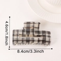 Retro black and white checkered hair claw clip in acetate, 8.4cm medium size accessory - [black 8.4cm] C20-4-2