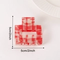 5cm red plaid square hair claw clip made of resin for preppy style women fashion - 【red 5cm】c20-3-5