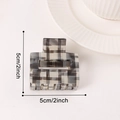 5cm black and white plaid hair claw clip for women in a minimalist square design - [black 5cm] C20-3-2