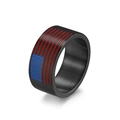 Anillo de hip hop para hombre en titanio negro cepillado con diseño de bandera americana - Talla 7 / Negro