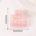 Pink plaid square hair claw clip with cutout design measuring 5cm in size - 【pink 5cm】c20-3-1