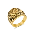 Vintage golden military eagle ring with US Army seal in durable stainless steel - Size 7 / Gold