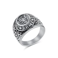 Vintage stainless steel military ring with American eagle crest and Army engraving - Size 7 / Steel