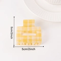 Chic yellow and white plaid checkered square hair claw clip in polished acrylic finish - [yellow 5cm] C20-3-6