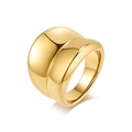Minimalist gold plated titanium steel chunky ring with a polished mirror finish surface - Size 6 / Gold