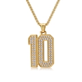 Collier hip hop plaqué or avec pendentif numéro 10 serti de zircons cubiques brillants - Numéro 10 Avec Chaîne / Or