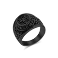 Vintage matte black stainless steel United States Army eagle emblem ring for men - Size 7 / Black