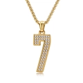 Collier avec pendentif numéro 7 doré serti de strass brillants et chaîne à maillons ronds - Numéro 7 Avec Chaîne / Or
