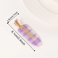 Purple and white checkered hair clip with gold metal base for women and girls - [purple Seamless Clip] C20-4-13