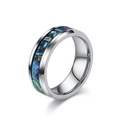 Polished silver tungsten ring with colorful abalone shell inlay for men and women - Size 6 / 8mm / Steel