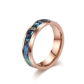 Polished rose gold tungsten ring featuring vibrant abalone shell mosaic inlay for unisex - Size 6 / 6mm / Rose Gold