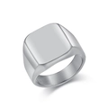 Minimalistische vierkante zegelring in zilver met gepolijst oppervlak en gladde band - Maat 9 / Staalkleur