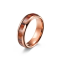 Poliertes Wolframring in Roségold mit Holzeinlage und schwarzer Mittellinie für Herren - 6mm Roségold