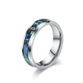 Anello in acciaio al tungsteno argento con intarsio in madreperla per uomo e donna - Taglia 6 / 6mm / Colore acciaio