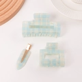 Set di tre fermagli per capelli con motivo a scacchi blu e bianchi su acrilico chiaro - Blu Chiaro a Quadri Collezione