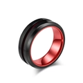 Herrenring in Bicolor-Optik mit poliertem schwarzem Äußeren und roter Innenseite - Größe 6 / Rot