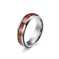 Polierter Wolframring mit dunkler Holzeinlage und natürlicher Maserung für Paare - Größe 6 / 6mm Stahlfarben