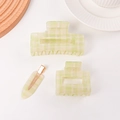 Set di 3 fermagli per capelli a quadretti verdi e bianchi con pinze grandi e rettangolari - Verde Chiaro a Quadri Collezione
