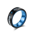Men's black stainless steel ring with Celtic dragon pattern and blue zirconia stone - Size 6 / Blue