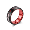 Men's stainless steel ring with black matte finish, red inner band and celtic dragon inlay - Size 6 / Red