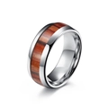 Polierter Wolframkarbid-Ring mit eleganter dunkler Holzeinlage für Paare - Größe 6 / 8mm Stahlfarbe