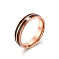 Minimalist tungsten ring with rose gold finish and natural dark wood inlay for couples - US 6 / Rose Gold (6mm)
