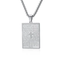 Silberne Edelstahl-Gebetskette mit Kreuz und portugiesischem Textanhänger - Stahlfarbe Mit 3mmx60cm Boxkette