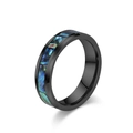 Black tungsten steel ring with vibrant abalone shell inlay for men and women - Size 6 / 6mm / Black