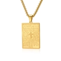 Goldene Gebetskette aus Edelstahl mit geprägtem portugiesischem Bibeltext auf Kreuz - Goldfarbe Mit 3mmx60cm Boxkette