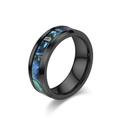 Polished black tungsten ring inlaid with colorful abalone shell for men and women - Size 6 / 8mm / Black