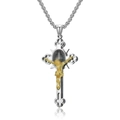 Vintage punk kruishanger ketting van zilver en goud roestvrij staal op een witte achtergrond - Tweekleurig Zilver en Goud (Met 3mmx60cm Ketting)