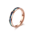 Rose gold tungsten ring featuring a thin band with colorful abalone shell inlay for couples - Size 6 / 4mm / Rose Gold