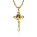 Vintage gouden roestvrijstalen kruishanger ketting met klassieke ronde medaille en ketting - Helemaal Goud (Met 3mmx60cm Ketting)