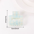 5cm square plaid hair claw clip in light blue and white grid pattern for women - [light Blue 5cm] C20-3-7