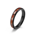Polierter schwarzer Wolframring mit eleganter Einlage aus natürlicher Holzmaserung - 4MM Schwarz