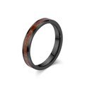 Bague en tungstène noir poli pour hommes et femmes avec incrustation de grain de bois sombre - 4MM Noir