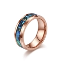 Polished rose gold tungsten ring featuring a vibrant abalone shell inlay for couples - Size 6 / 8mm / Rose Gold