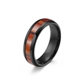 8 mm schwarzer Wolframstahlring mit einer Einlage aus rotbraunem natürlichem Holzdekor - 6MM Schwarz