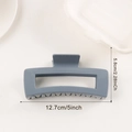 Pinza de pelo cuadrada gris Morandi de 12,7 cm con diseño minimalista y hueco - Grande / Gris